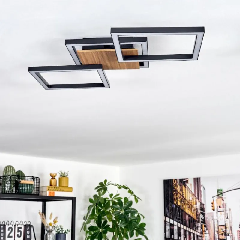 hofstein Bealo Plafonnier LED Couleur bois, Noir, 1 lumière