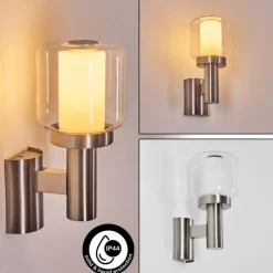 hofstein Beira Lampe murale d´extérieur, Applique murale Nickel mat, 1 lumière