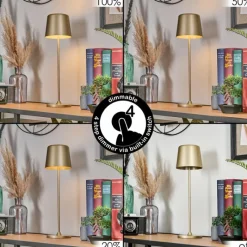 Lampes Dorées-hofstein Belece Lampe de table d'extérieur, Lampe à poser LED Or, 1 lumière