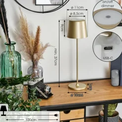 Lampes Dorées-hofstein Belece Lampe de table d'extérieur, Lampe à poser LED Or, 1 lumière