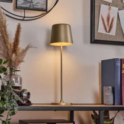 Lampes Dorées-hofstein Belece Lampe de table d'extérieur, Lampe à poser LED Or, 1 lumière