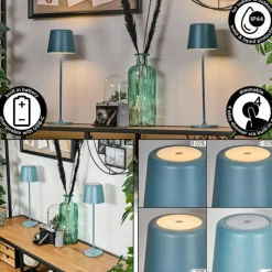 hofstein Belece Lampe de table d'extérieur, Lampe à poser LED Bleu, 1 lumière