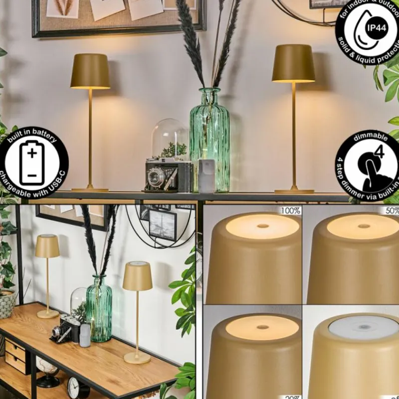 hofstein Belece Lampe de table d'extérieur, Lampe à poser LED Beige, 1 lumière