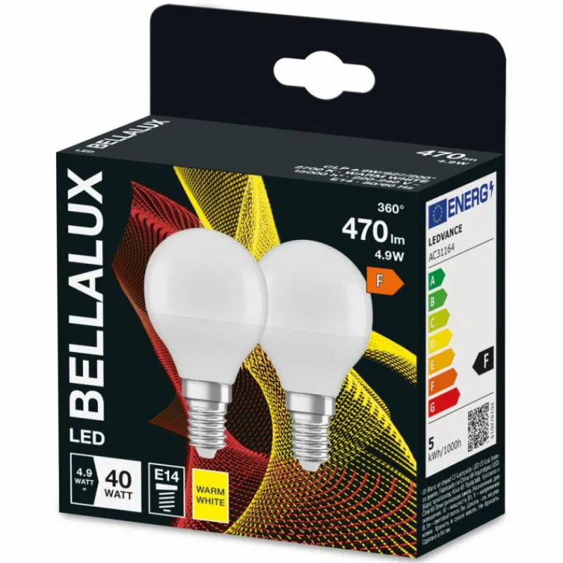 BELLALUX ® Lot de 2 LED E14 4,9 watt 2700 kelvin 470 lumen