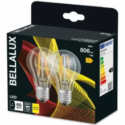 BELLALUX ® Lot de 2 LED E27 6,5 watt 2700 kelvin 806 lumen