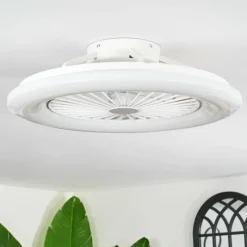hofstein Benasal Plafonnier, Ventilateur de plafond lumineux Blanc, 1 lumière, Télécommandes