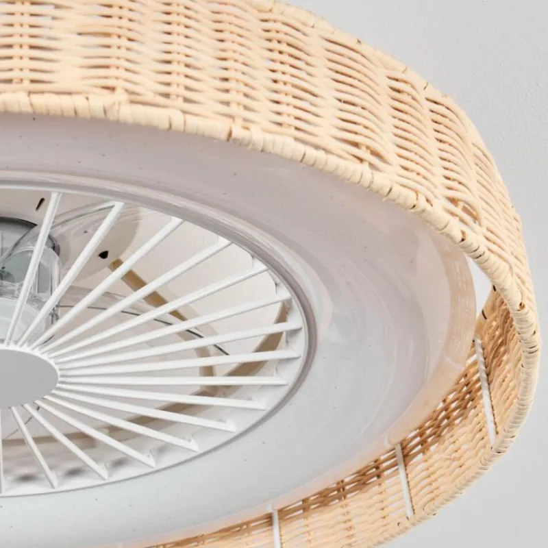 hofstein Benasal Plafonnier, Ventilateur de plafond lumineux Écru, Blanc, 1 lumière, Télécommandes