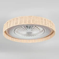 hofstein Benasal Plafonnier, Ventilateur de plafond lumineux Écru, Blanc, 1 lumière, Télécommandes