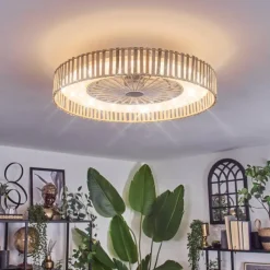 hofstein Benasal Plafonnier, Ventilateur de plafond lumineux Écru, Blanc, 1 lumière, Télécommandes