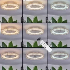 hofstein Benasal Plafonnier, Ventilateur de plafond lumineux Écru, Blanc, 1 lumière, Télécommandes