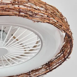 hofstein Benasal Plafonnier, Ventilateur de plafond lumineux Écru, Blanc, 1 lumière, Télécommandes