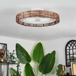 hofstein Benasal Plafonnier, Ventilateur de plafond lumineux Écru, Blanc, 1 lumière, Télécommandes