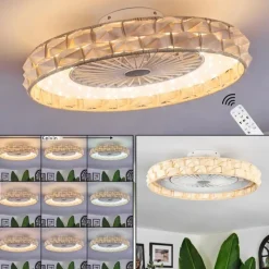 hofstein Benasal Plafonnier, Ventilateur de plafond lumineux LED Blanc, 1 lumière, Télécommandes