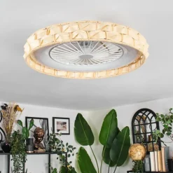 hofstein Benasal Plafonnier, Ventilateur de plafond lumineux LED Blanc, 1 lumière, Télécommandes