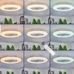 hofstein Benesal Plafonnier, Ventilateur de plafond lumineux LED Blanc, 1 lumière, Télécommandes