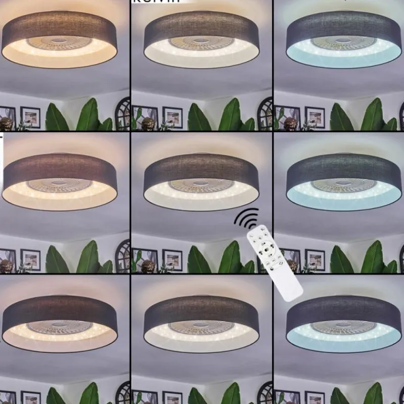 hofstein Benesal Plafonnier, Ventilateur de plafond lumineux LED Blanc, 1 lumière, Télécommandes