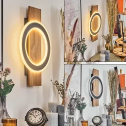 Luminaires Scandinaves-hofstein Besperia Applique murale LED Couleur bois, Noir, 1 lumière