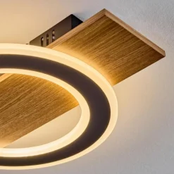 Luminaires Scandinaves-hofstein Besperia Plafonnier LED Couleur bois, Noir, 1 lumière