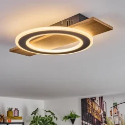 Luminaires Scandinaves-hofstein Besperia Plafonnier LED Couleur bois, Noir, 1 lumière