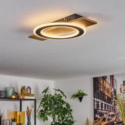 Luminaires Scandinaves-hofstein Besperia Plafonnier LED Couleur bois, Noir, 1 lumière