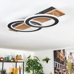 Luminaires Scandinaves-hofstein Besperia Plafonnier LED Couleur bois, Noir, 1 lumière