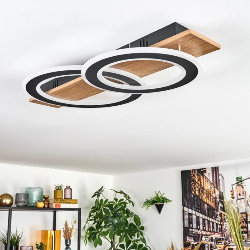 Luminaires Scandinaves-hofstein Besperia Plafonnier LED Couleur bois, Noir, 1 lumière