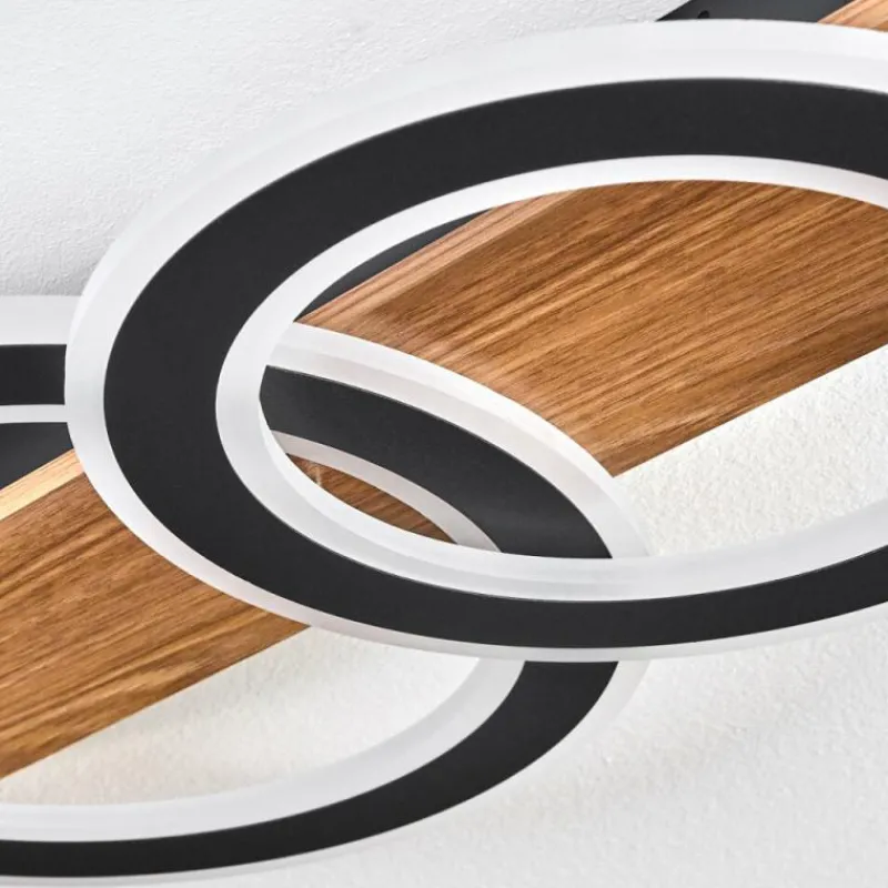 Luminaires Scandinaves-hofstein Besperia Plafonnier LED Couleur bois, Noir, 1 lumière