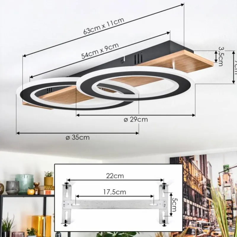 Luminaires Scandinaves-hofstein Besperia Plafonnier LED Couleur bois, Noir, 1 lumière