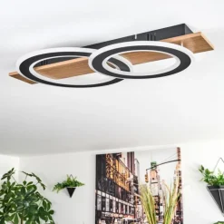 Luminaires Scandinaves-hofstein Besperia Plafonnier LED Couleur bois, Noir, 1 lumière