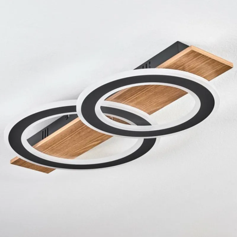 Luminaires Scandinaves-hofstein Besperia Plafonnier LED Couleur bois, Noir, 1 lumière