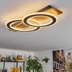 Luminaires Scandinaves-hofstein Besperia Plafonnier LED Couleur bois, Noir, 1 lumière