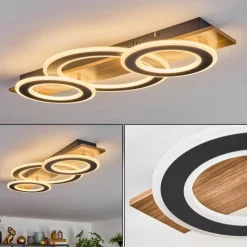 Luminaires Scandinaves-hofstein Besperia Plafonnier LED Couleur bois, Noir, 1 lumière