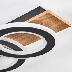 Luminaires Scandinaves-hofstein Besperia Plafonnier LED Couleur bois, Noir, 1 lumière