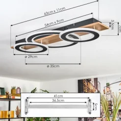 Luminaires Scandinaves-hofstein Besperia Plafonnier LED Couleur bois, Noir, 1 lumière