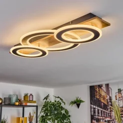 Luminaires Scandinaves-hofstein Besperia Plafonnier LED Couleur bois, Noir, 1 lumière