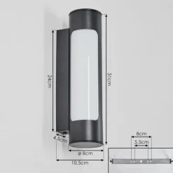 hofstein Biran Lampe murale d´extérieur, Applique murale LED Anthracite, 1 lumière