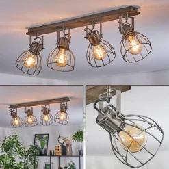 hofstein Bitterroot Plafonnier Gris, Écru, 4 lumières