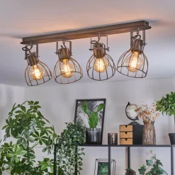 hofstein Bitterroot Plafonnier Gris, Écru, 4 lumières