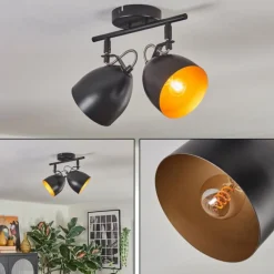 Lampes Dorées-hofstein Bjedstrup Plafonnier, Spot de plafond Noir, 2 lumières