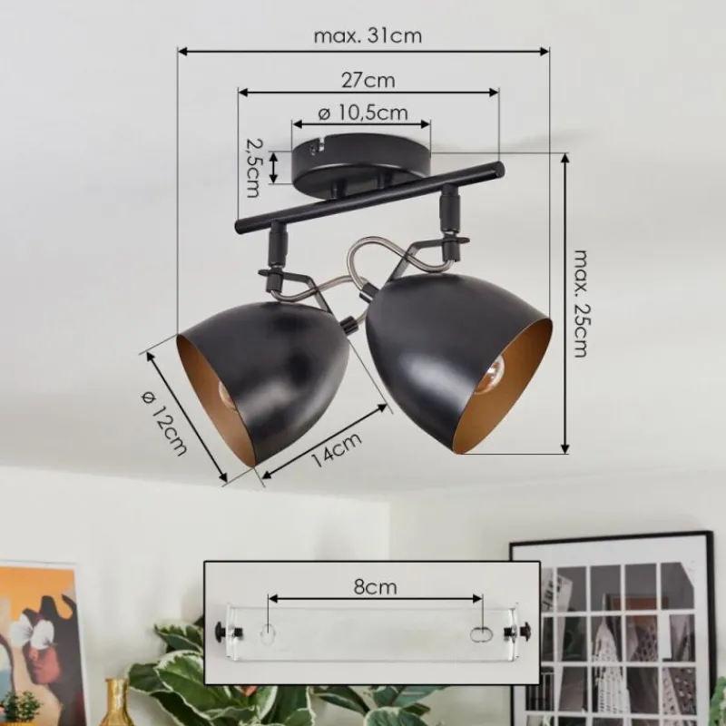 Lampes Dorées-hofstein Bjedstrup Plafonnier, Spot de plafond Noir, 2 lumières