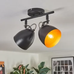 Lampes Dorées-hofstein Bjedstrup Plafonnier, Spot de plafond Noir, 2 lumières