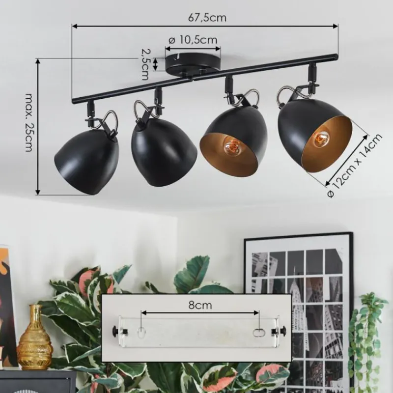 Lampes Dorées-hofstein Bjedstrup Plafonnier, Spot de plafond Noir, 4 lumières
