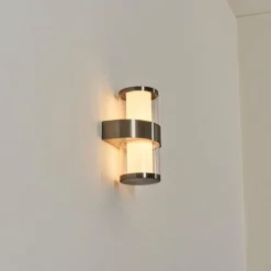 hofstein Blinneberg Luminaire extérieur, Lampe murale d´extérieur LED Nickel mat, 2 lumières