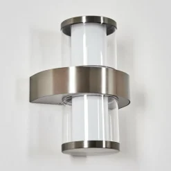 hofstein Blinneberg Luminaire extérieur, Lampe murale d´extérieur LED Nickel mat, 2 lumières
