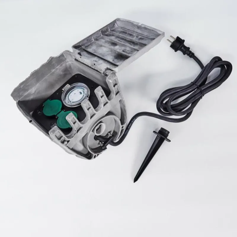 hofstein Bloc de prises électriques d'extérieur Tinú Noir, Pierre