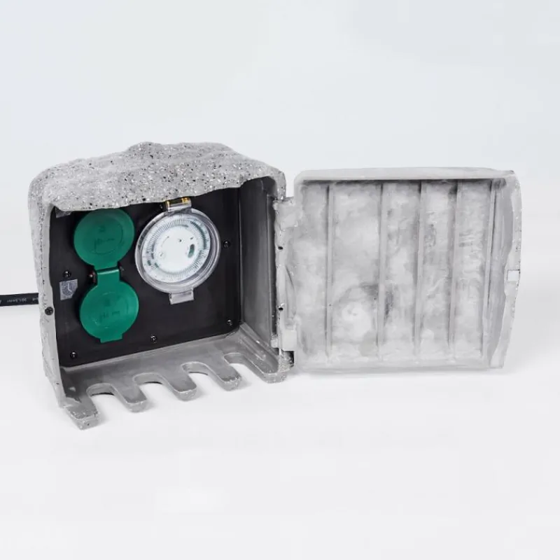 hofstein Bloc de prises électriques d'extérieur Tinú Noir, Pierre