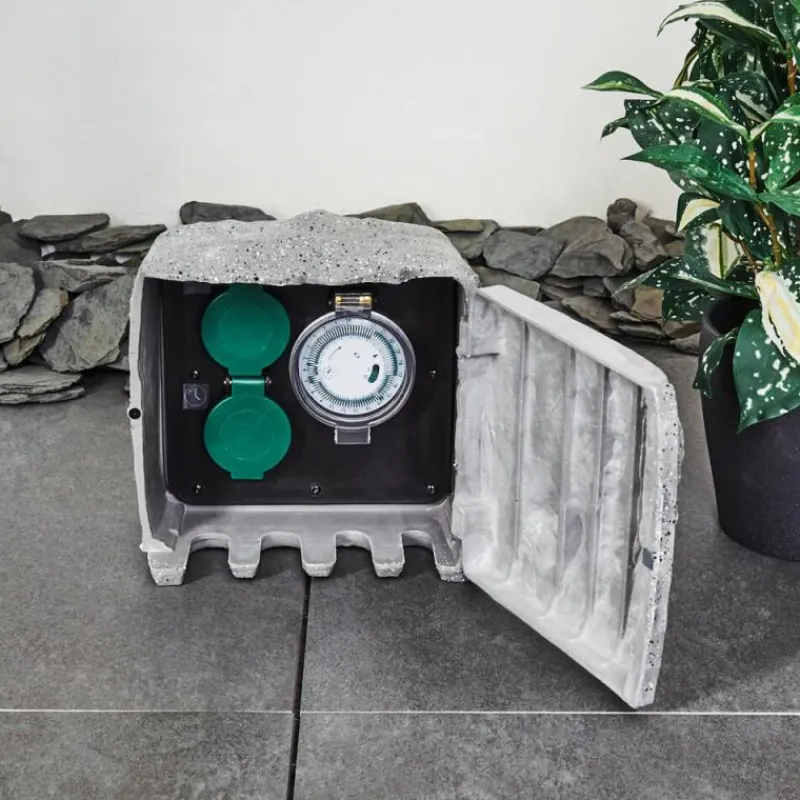 hofstein Bloc de prises électriques d'extérieur Tinú Noir, Pierre