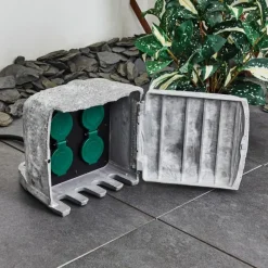 hofstein Bloc de prises électriques d'extérieur Tinú Noir, Pierre