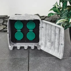 hofstein Bloc de prises électriques d'extérieur Tinú Noir, Pierre