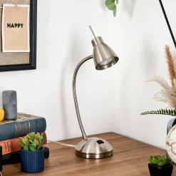 hofstein Bondorlunda Lampe de bureau, Lampe à poser Nickel mat, 1 lumière